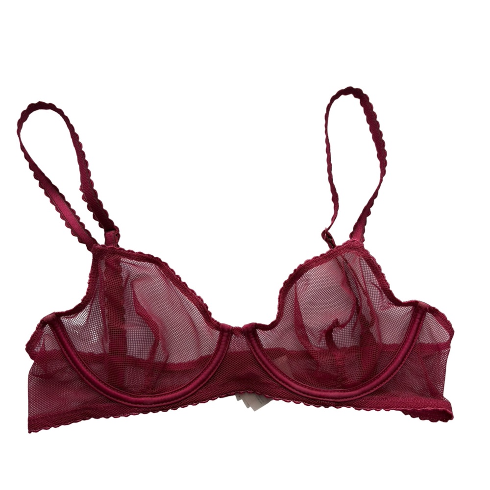 Stella McCartney dark red underwire mesh see through bra size 32B